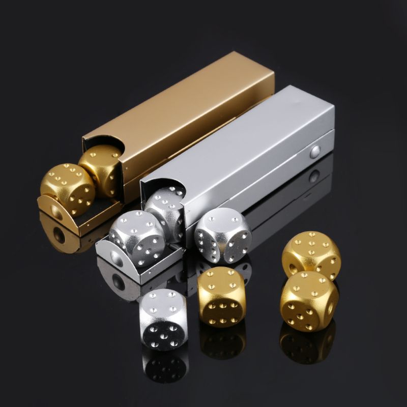 5Pcs 16Mm Aluminium Dobbelstenen Polyhedral Metalen Effen Draagbare Dobbelstenen Domino 6 Zijdige Dobbelstenen Poker Party Entertainment Gereedschap