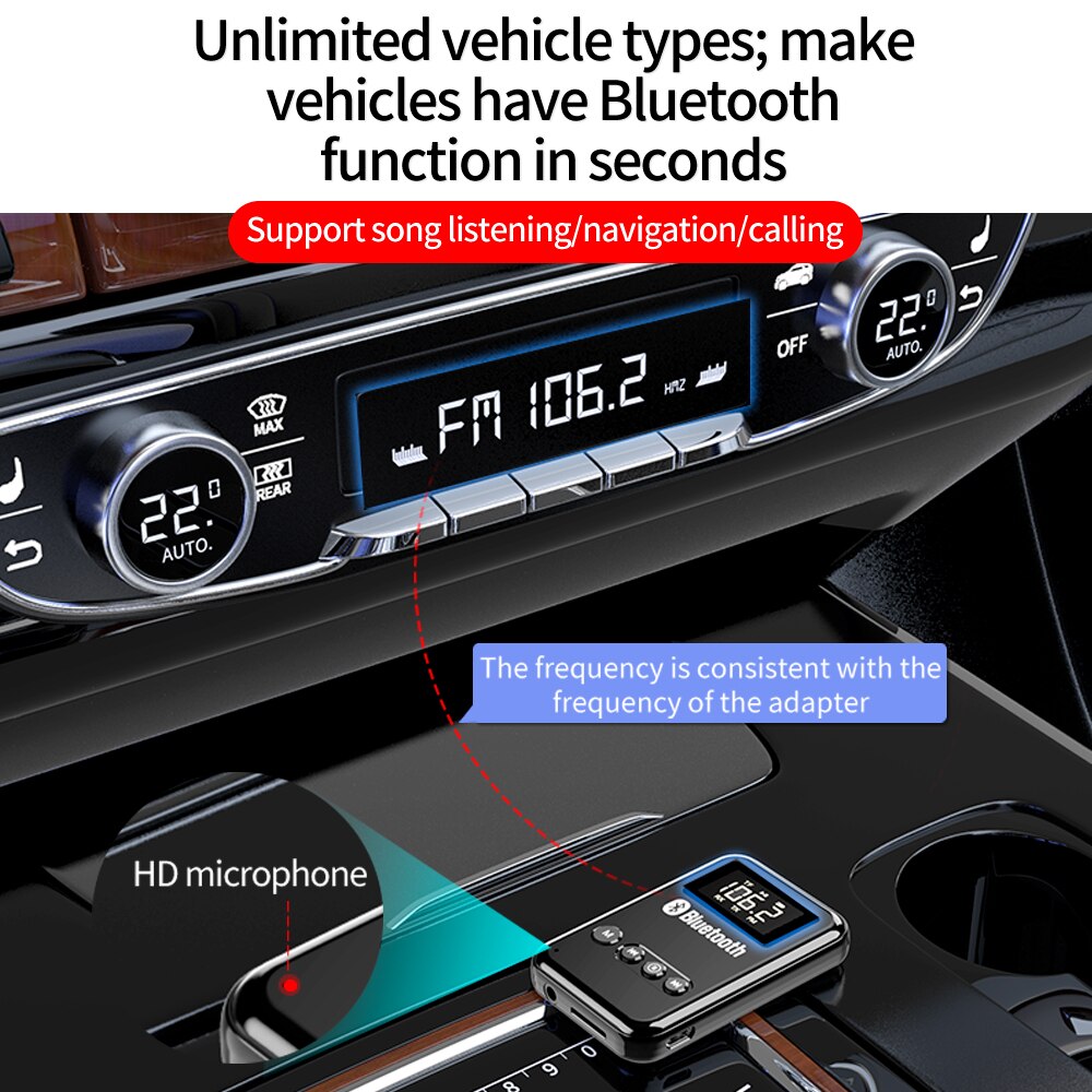 Bluetooth 5.0 Receiver Transmitter LED Digital Display Adapter 3.5MM AUX MP3 TF HIFI A2DP For AirPods PC TV Car Home Speaker