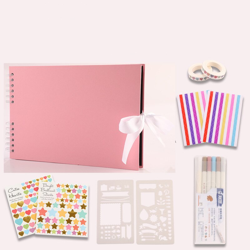 40 Sheets Photo Album Scrapbooking Memory Book Paper Wedding Blank Kraft Scrapbook Home Decor: Pink 29x21.5cm