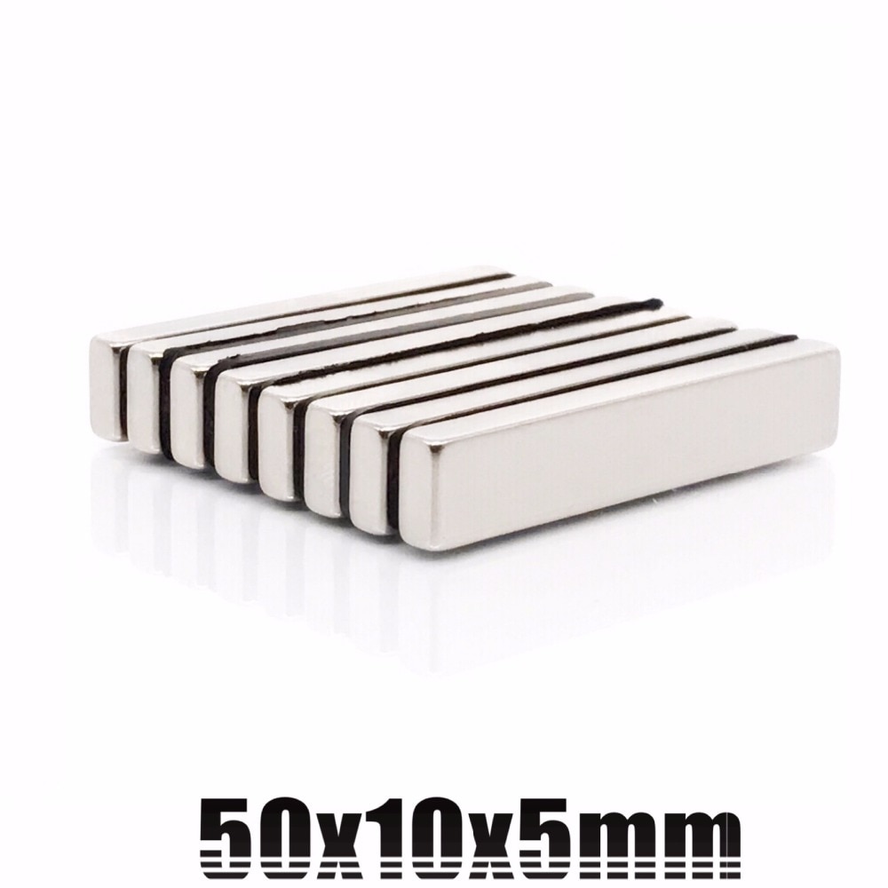 2PC 50x10x5mm Vierkant Blok Lange Bar Super Sterke Magneet Zeldzame Aarde Neodymium Permanente Magneten n50 Krachtige 50*10*5