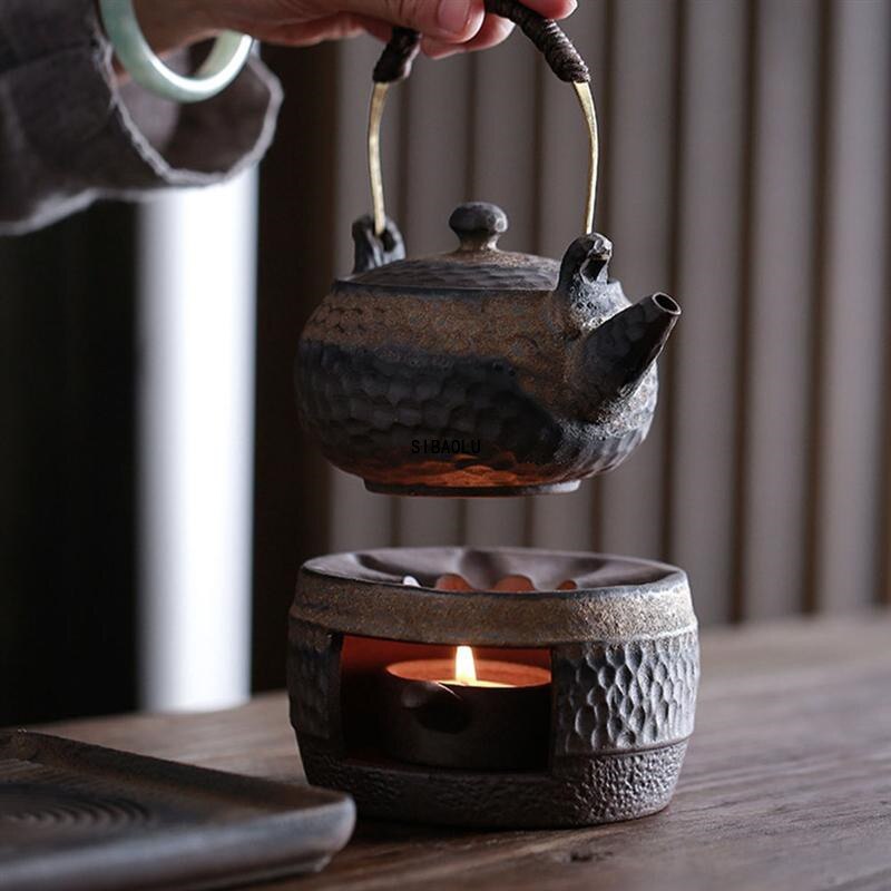 Japanse Steengoed Handgemaakte Theepot Warmer Keramische Retro Thee Warmer Kaars Houder Waterkoker Houder Thee Fornuis Kung Fu Theepot