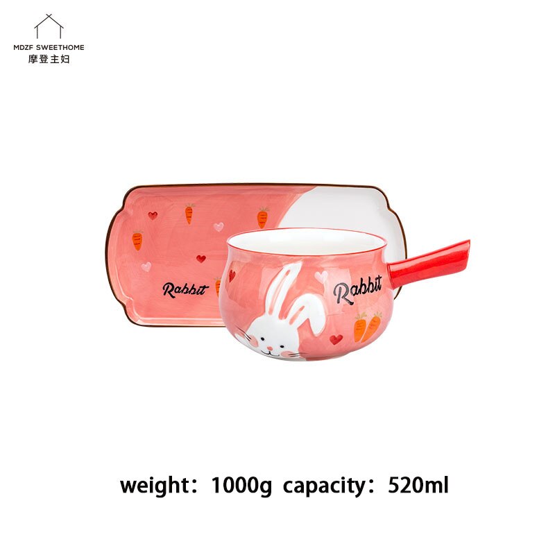 MDZF SWEETHOME Cartoon Animal Ceramic Tableware Set Children Breakfast Plate Dessert Dish Salad Plate Soup Bowl Dinnerware