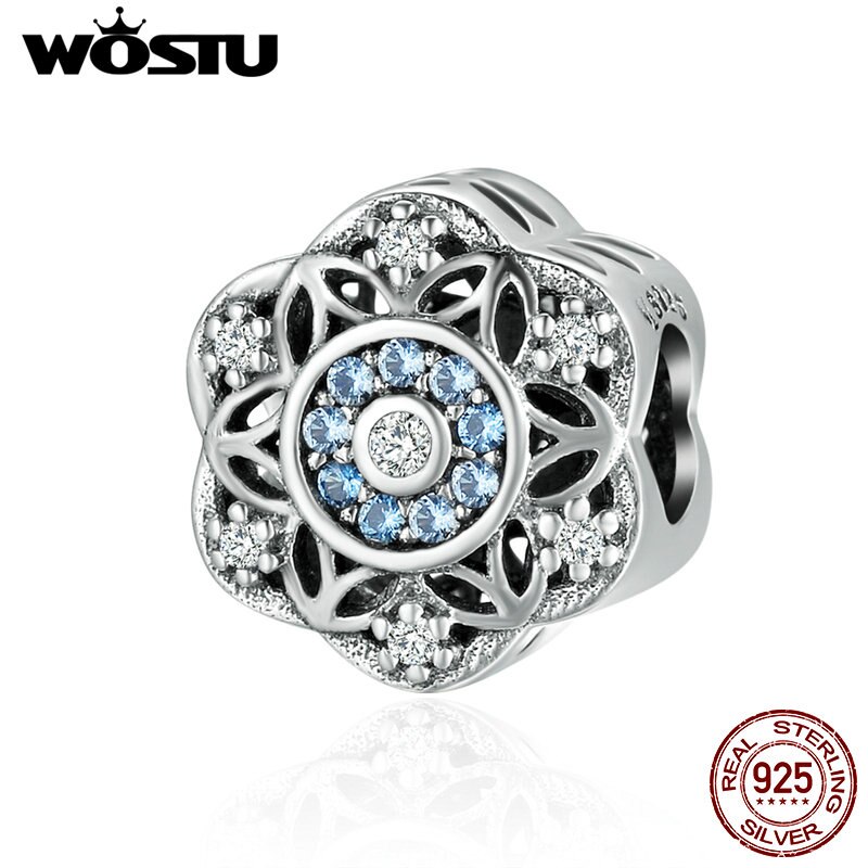 Wostu atacado real 925 prata esterlina floco de neve encantos contas caber original wost pulseira pingente autêntico jóias diy zbbs240: BKC247