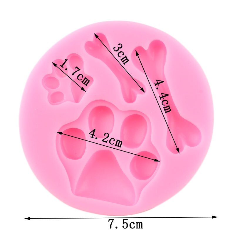 Dog Paw Bone Shape Soap Silicone Molds Cupcake Topper Fondant Molds Candy Clay Mould Cake Decorating Tools DIY Chocolate Moulds