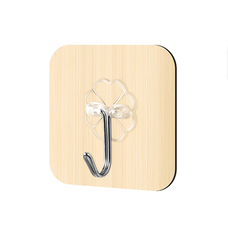 Goudkleurige, sterke, transparante wandhanger, diverse haak, ruimtebesparend, waterbestendige, klevende haken, zware last, zuignap: 10 stuks / Goud