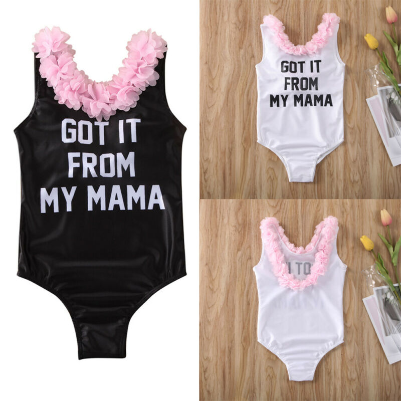 Toddler Kid Baby Girl Cotton Letter Flower Tankini Bikini Swimwear Swimsuit Bathing Suit Beachwear Summer Outfits