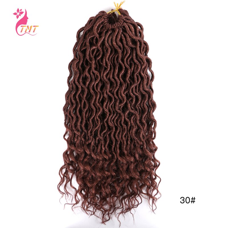 18" Faux Locs Curly Ends Crochet Hair Synthetic River Goddess Locs passion Twist Braiding Hair Extensions Faux Locs Curly Braids: 30
