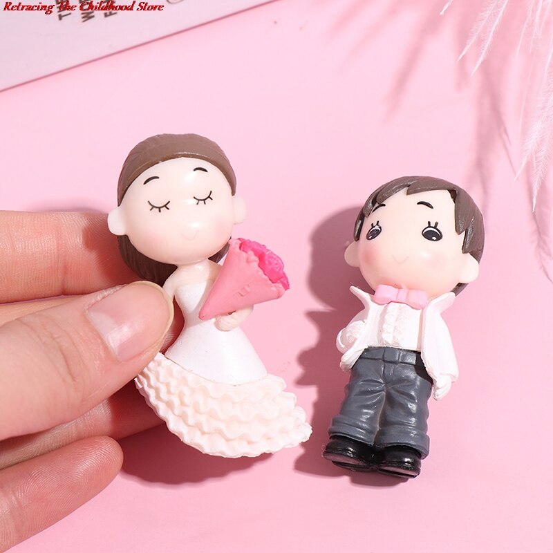 1 Pair Resin Fairy Garden Couples Figurines Wedding Miniature Lovers Home Decor