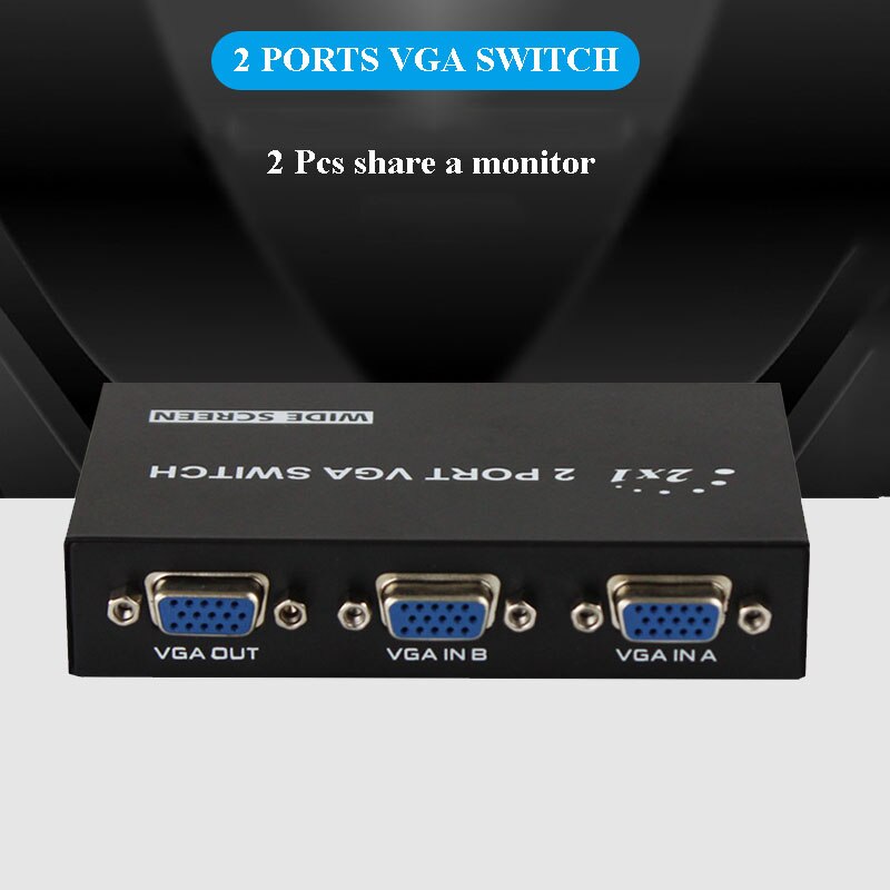 2 Port VGA Switch 2 PCs Share A Monitor Display Screen VGA SVGA Manual Switch 2 VGA Input Display VGA Splitter