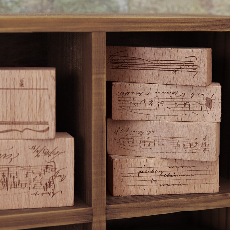 Vintage musik noter stempel diy dekoration håndværk træ gummistempler til scrapbooking papirvarer scrapbooking segl
