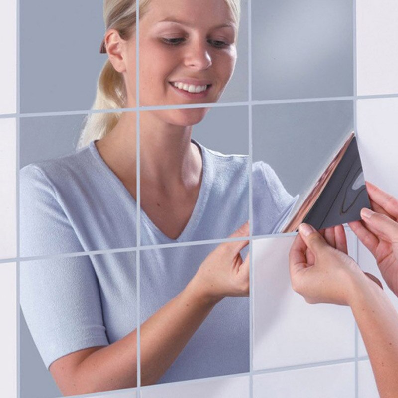 Espejos adhesivos fondo de pared para baño, hogar, vinilo, arte, Mural, decoración para habitación, autoadhesivo, películas para muebles, espejo