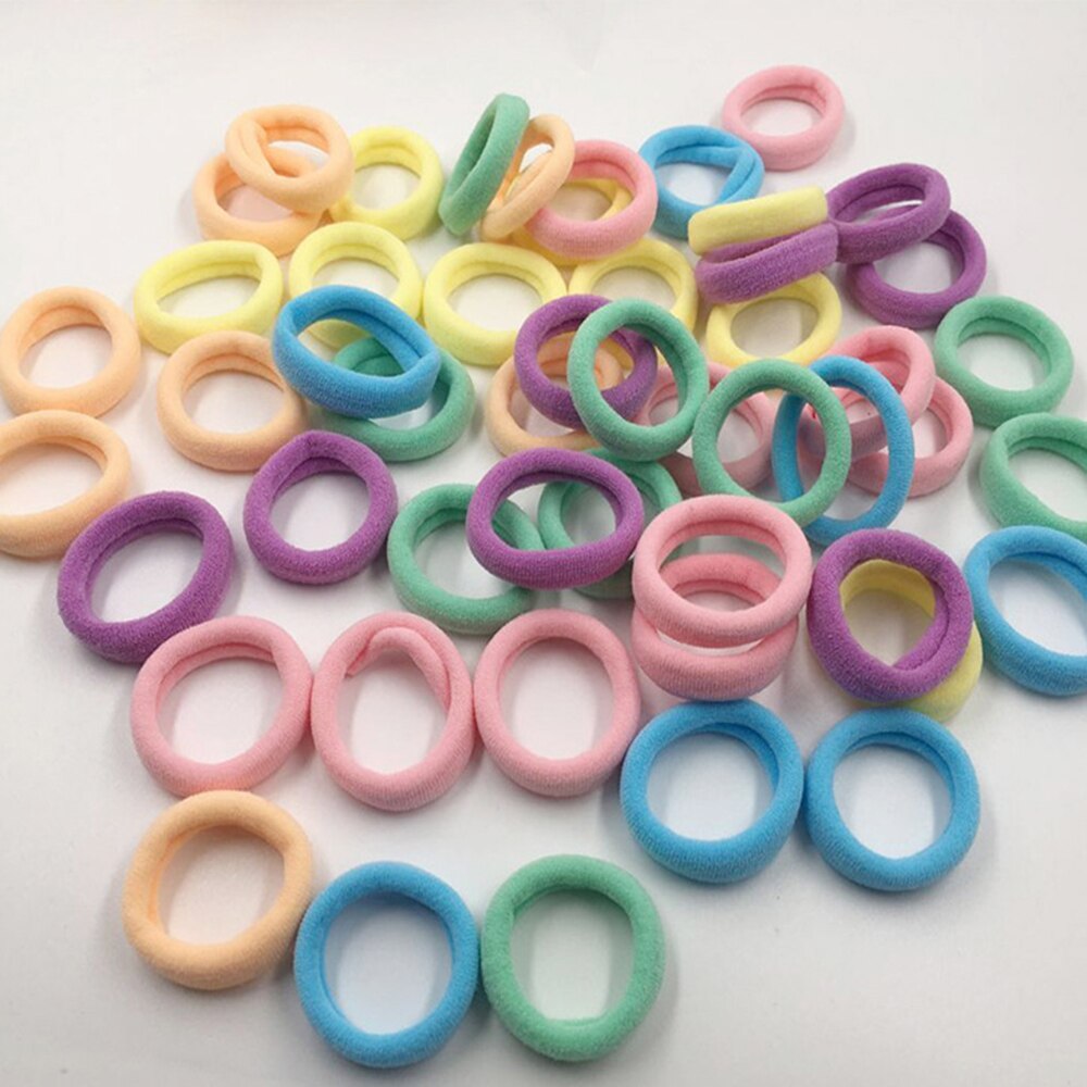 100 unids/lote alto estiramiento sin costura toalla lazo cabello elástico Color caramelo banda para el cabello reutilizado anillo para niñas sombreros