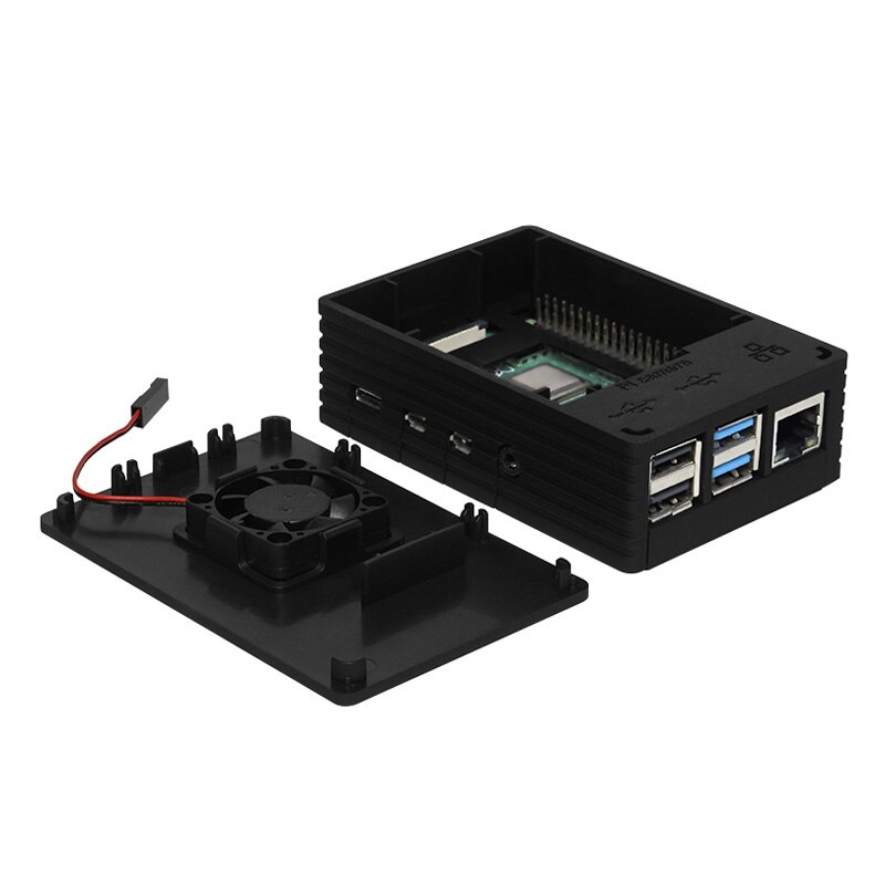 Carcasa Raspberry Pi 4 ABS, carcasa negra y blanca, soporte de caja plástica, ventilador de refrigeración para RPI 4, modelo B