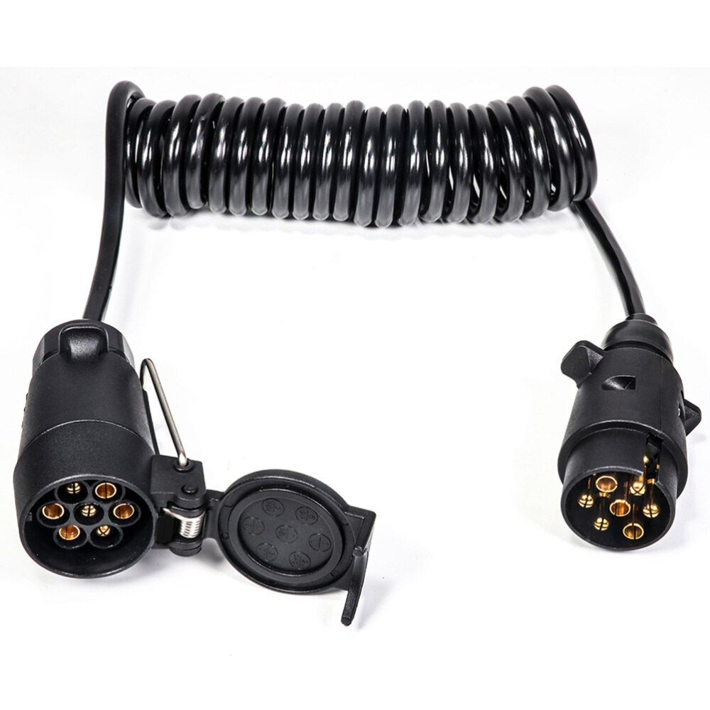 1Pc 2.5m Spring Cable 7 Way Connector Plug Socket 7 Wire Trailer Wiring 7 Pin Trailer Connector Trailer Accoessroy