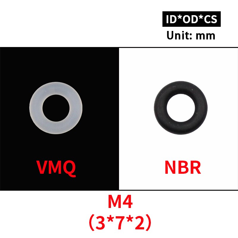 20Pcs M3 M4 M5 M6 M7 M8 M9 M10 Wit Silicon Zwarte Nbr O-Ring Seals Schroef Washer rubber Washer Pakking Ring Assortiment Pakkingen: M4 / Silicon (White )