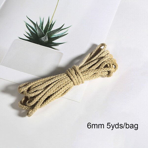 Corde torsadée en coton de 6mm, 5yards, cordon pour la couture décorative artisanale, pour la couture, pour emballage de , pour Bouquet, cordon pour fil artisanal: 03