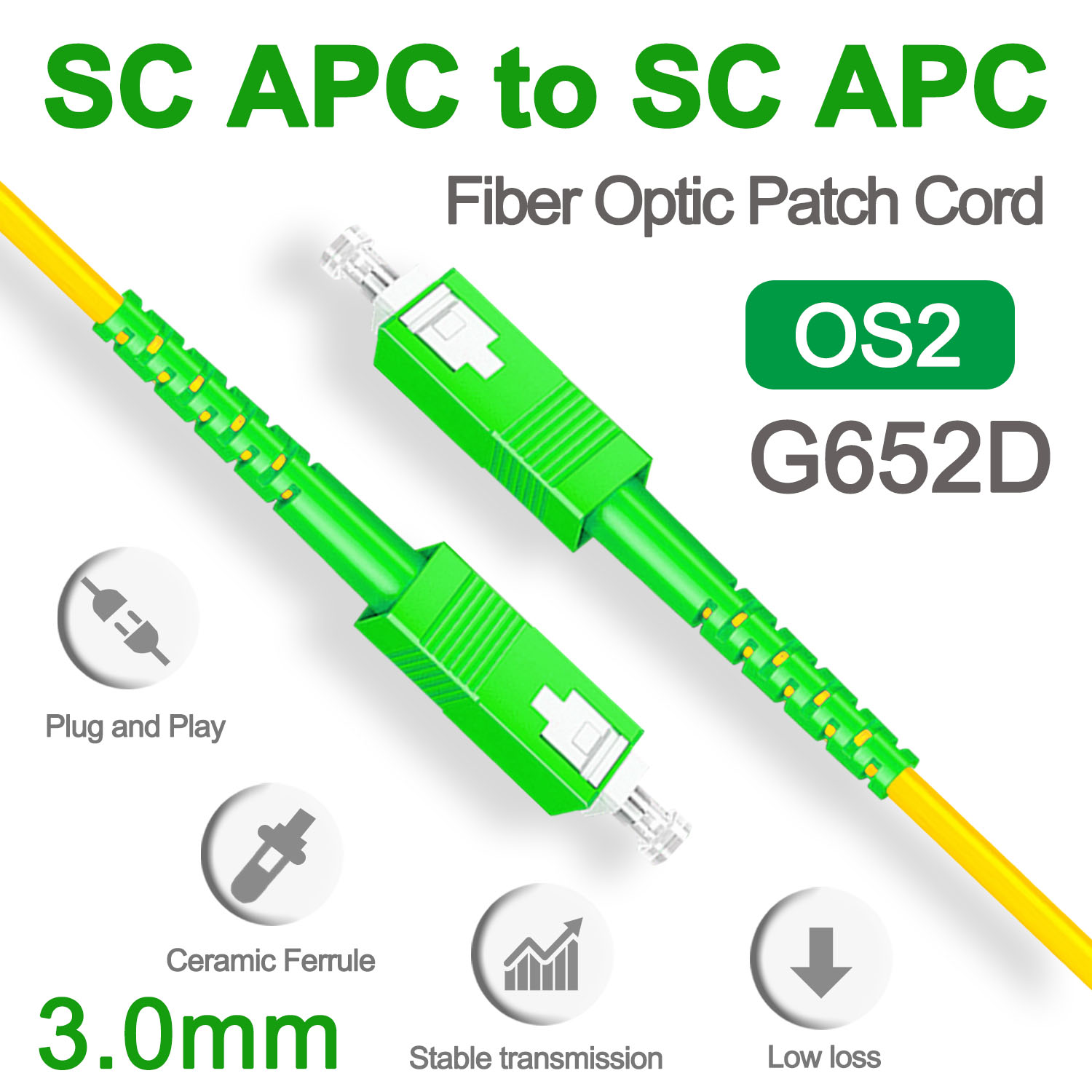 Cable de puente de fibra óptica SC APC, Cable OS2 ... – Grandado