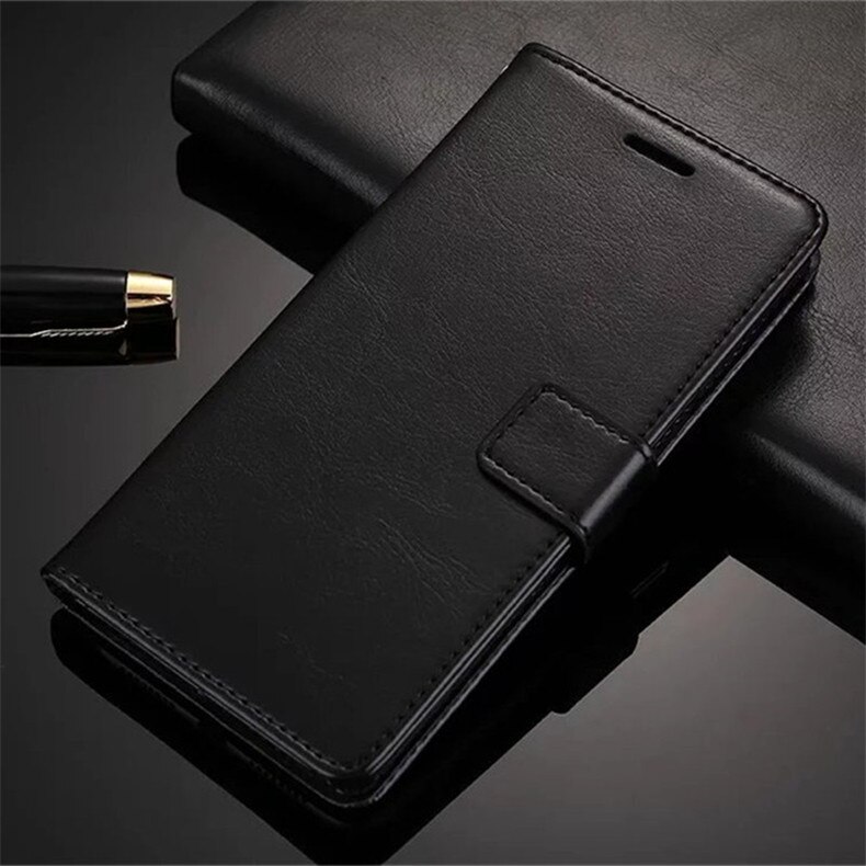 Case Voor Zte Blade A7s Premium Pu Leather Wallet Flip Shockproof Cover Voor Zte Blade A7s 6.5Inch couqe: Black