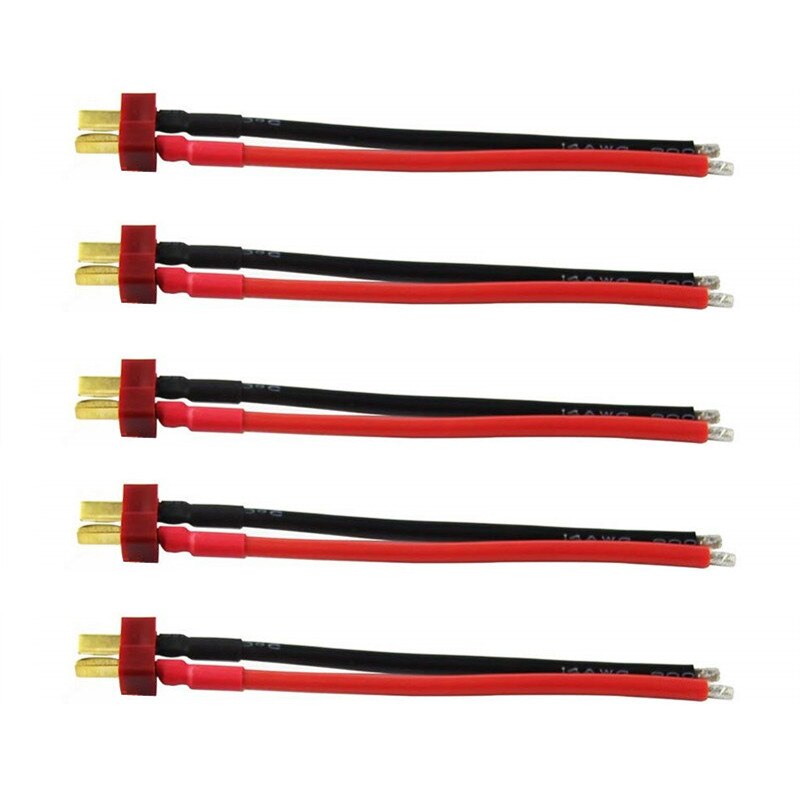 1pcs Deans Style T Plug Male Female Connector Silicone Wire With 10CM 16AWG: 5 pcs male