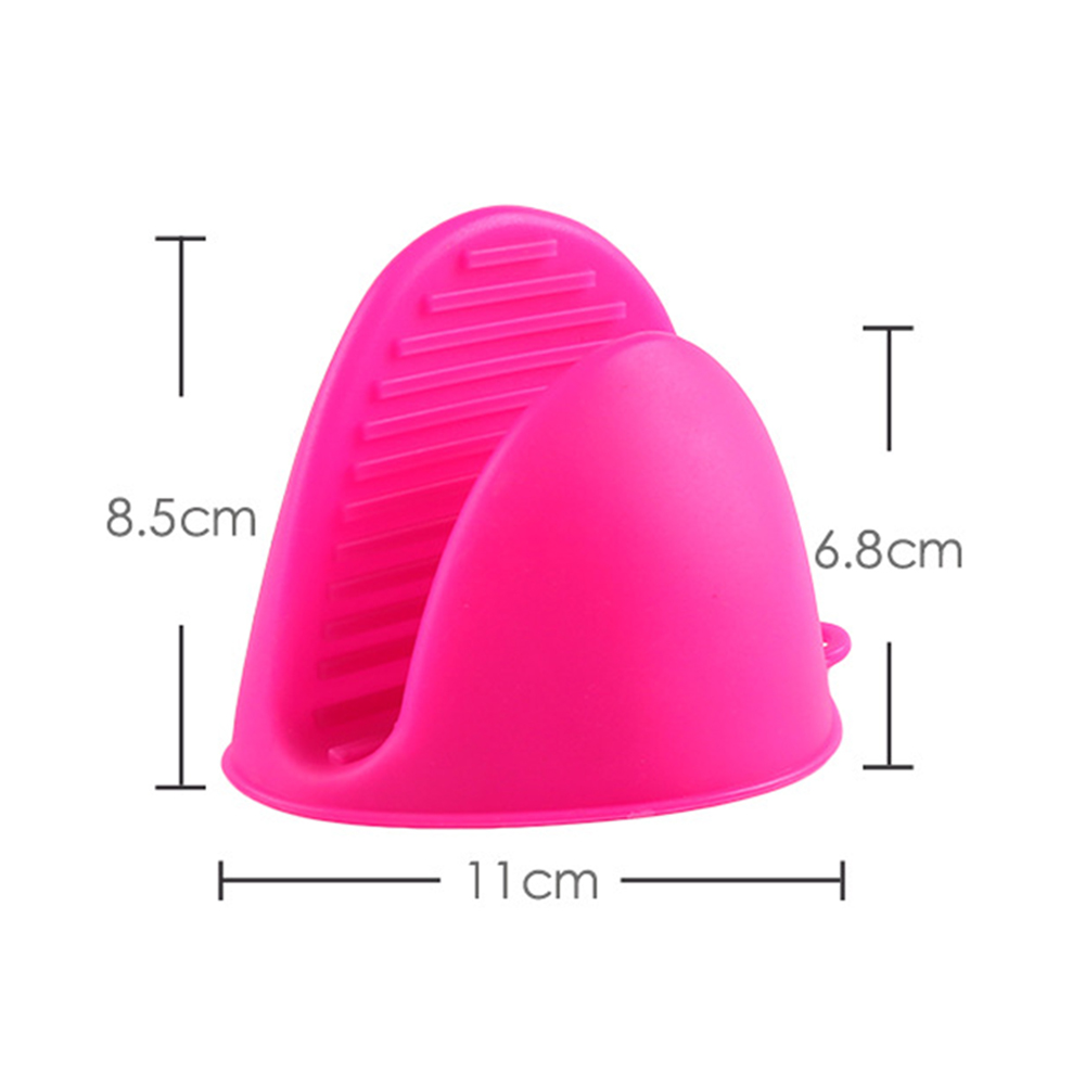 Microwave Oven Glove Silicone Heat Insulation Mitts Anti Scalding Pot Bowl Holder Clip Cooking Baking Kitchen Gadget Accessories: Rose Red
