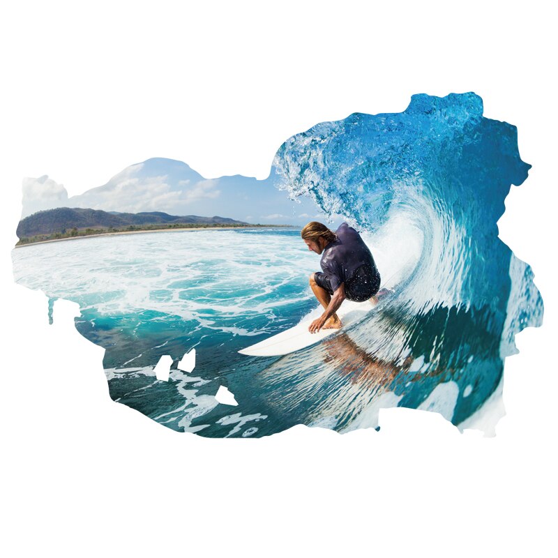 3D Surfing Wall Decor Bedroom Living Room Bathroom Decoration Vinyl Stickers on the Wall PVC Removable Poster Wallpaper: Default Title