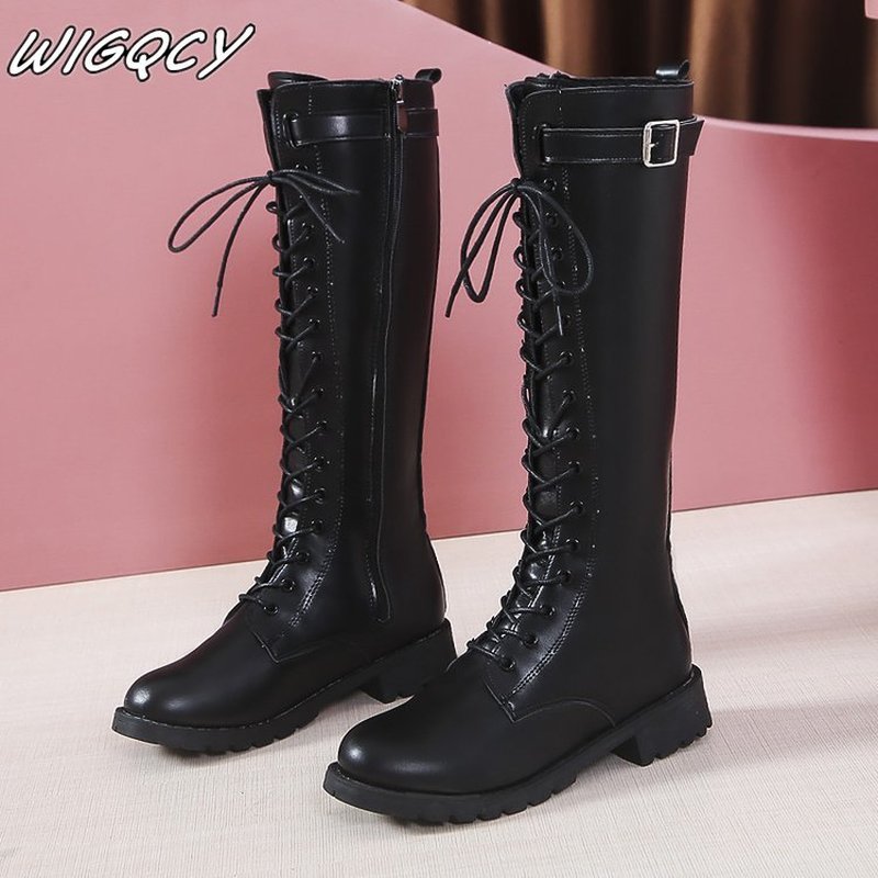 Botas con cremallera lateral y punta redonda para mujer, botines gruesos con tacón alto de terciopelo a la , para otoño e invierno,