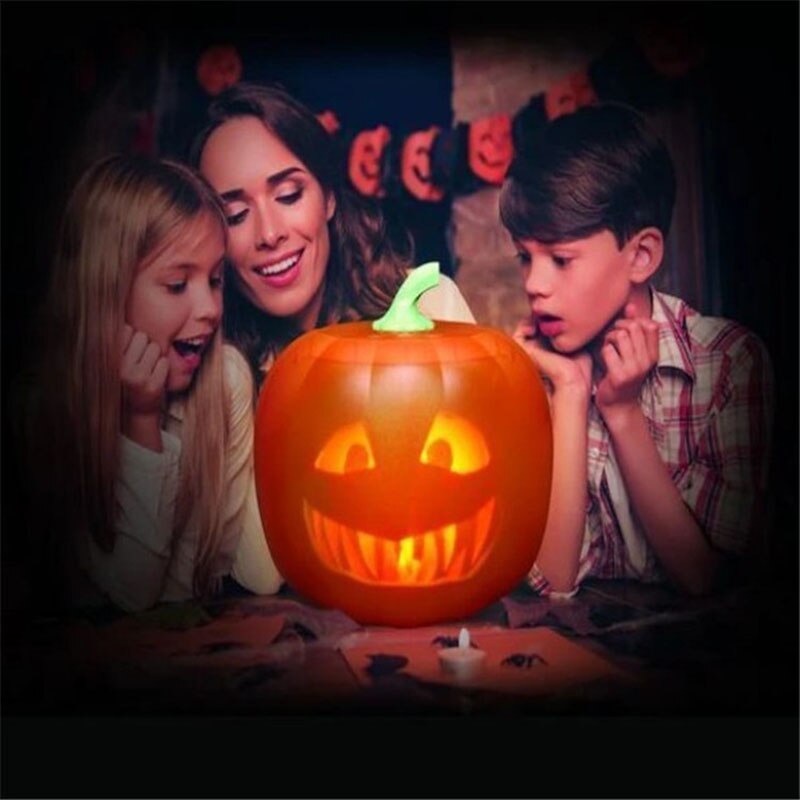 Lampe citrouille d'halloween avec projecteur expression drôle et bizarre parler et chanter