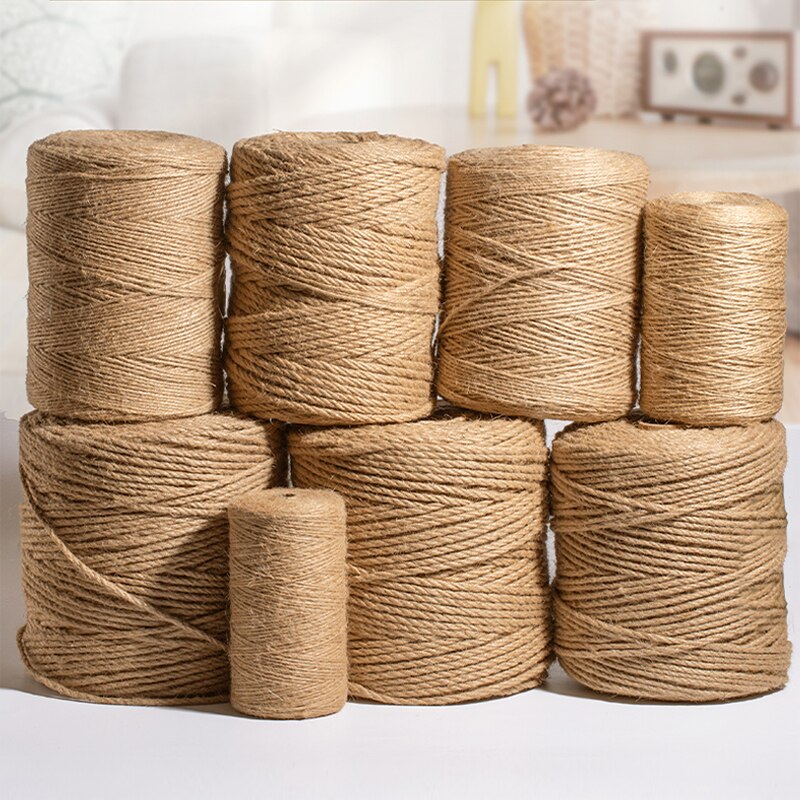 Cuerda de Yute Natural para decoración del hogar, hilo de yute para manualidades, costura hecha a mano, para , Navidad, 1mm-10mm