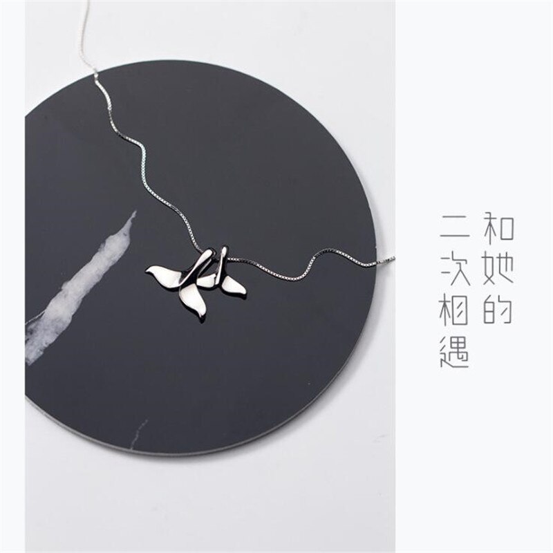 Personality 925 Sterling Silver Jewelry Fishtail Dolphin Sweet Cute Female Pendant Necklaces N209