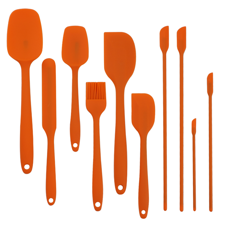 10PCS Silicone Spatula Kitchenware Baking Spatula Set Silicone Cake Spatula Baking Accessories Baking Silicone: GC-10PCS-Orange