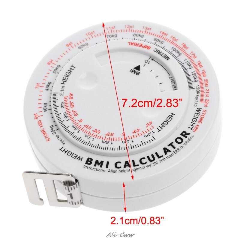 BMI Body Mass Index Retractable Tape 150cm Measure Calculator Diet Weight Loss Tape Measures Tools