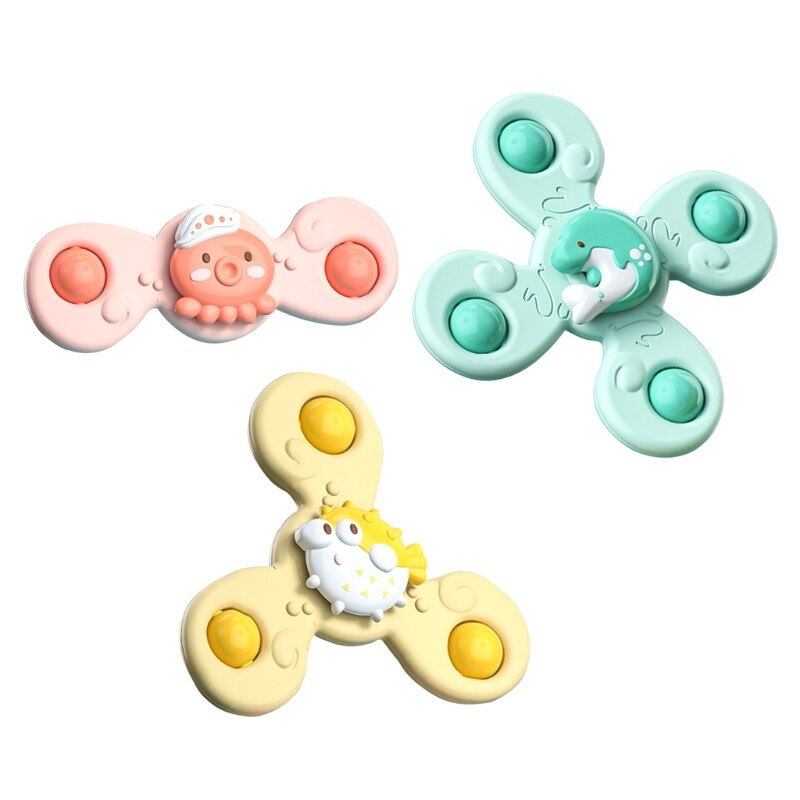 Spinning spinner bath toy, bathtub suction cup spinning educational water play toy, bath shower high chair toy for infant