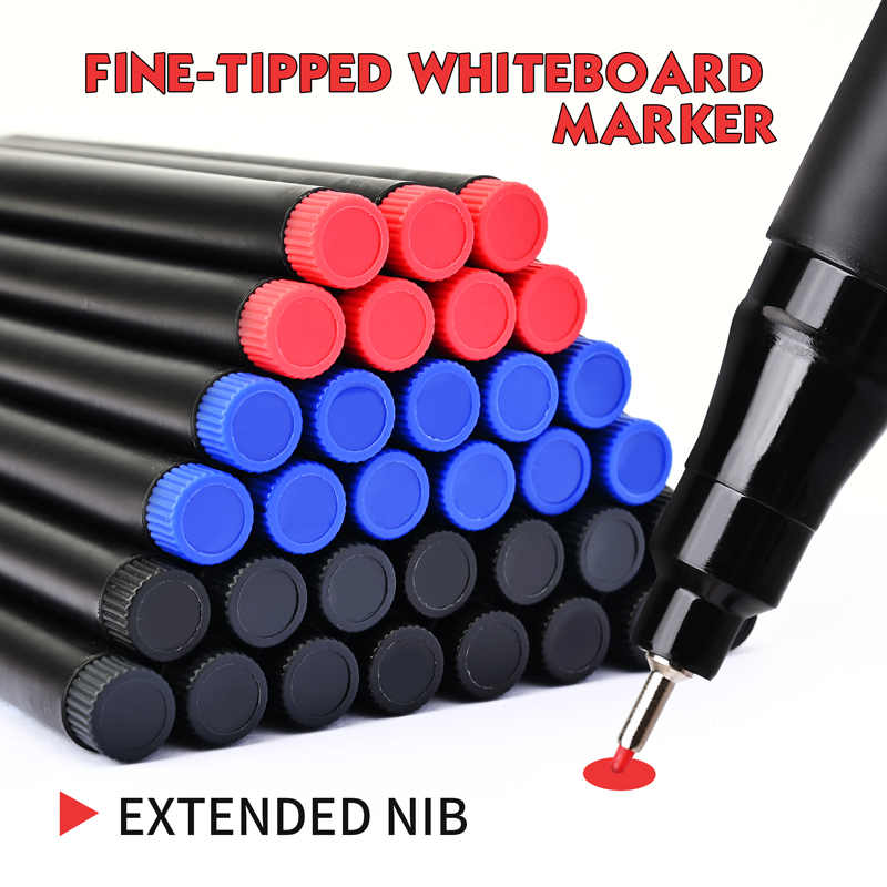 Haile 8pcs Erasable Whiteboard Pen 0.5mm Fine Point Black/Blue/Red Ink Blackboard Marker School Office Art Writing Stationery
