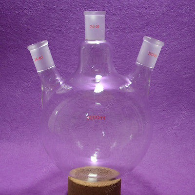 Rondbodemkolf, 2000 ML, 24/40, Drie Hals, 3 Hals, 2L, Lab Kolf 24/40