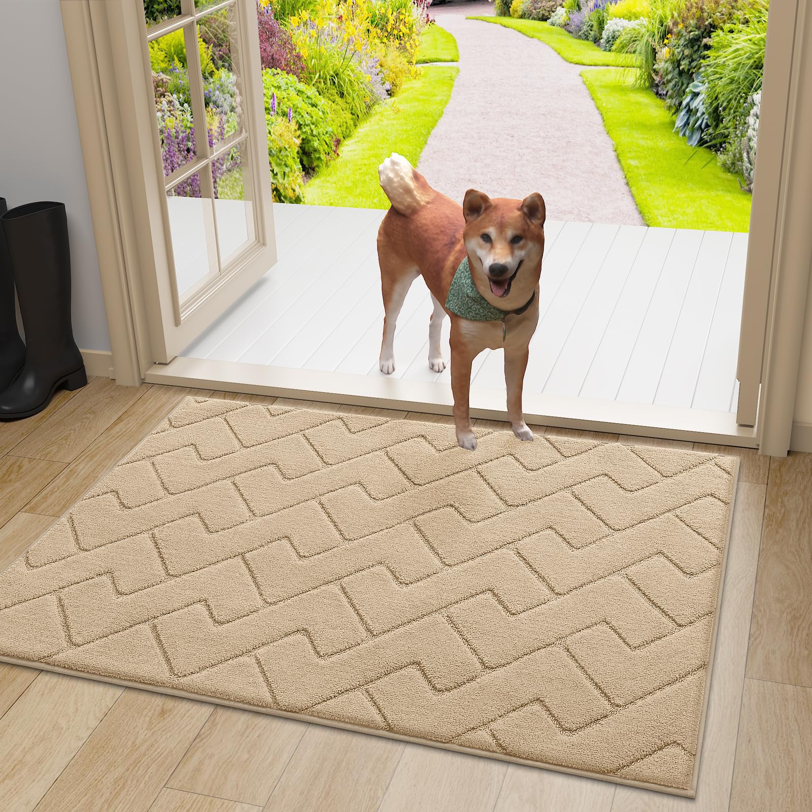 Olanly-Tapete de Porta Impermeável Antiderrapante Interior e Exterior, Welcome Mat para Entrada, Entrada em Casa, Quatro Estações, Livre de Odor: 1000mm x 1000mm / Vermelho