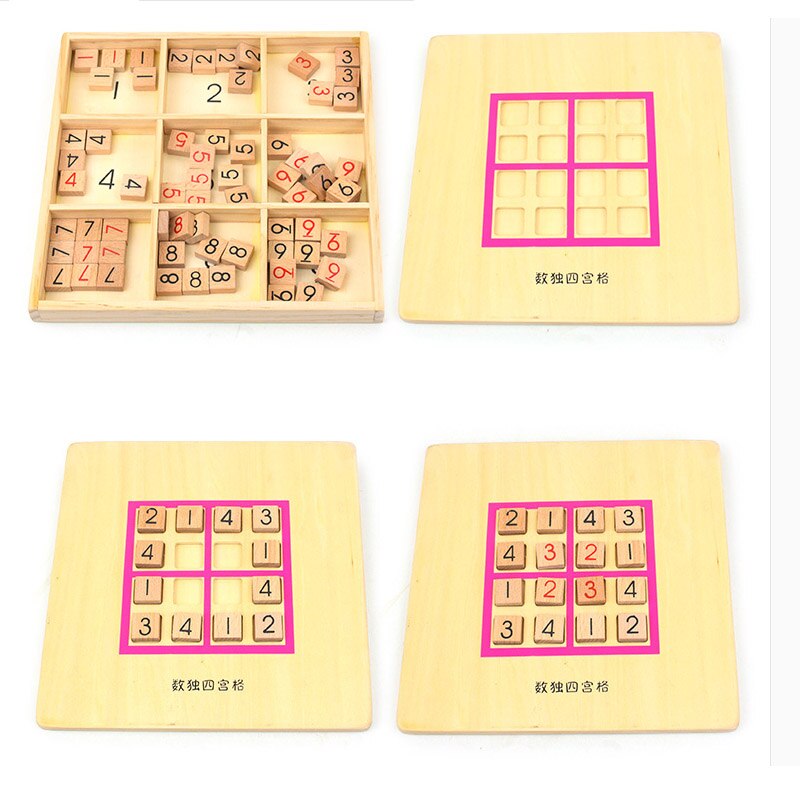 Juguetes de juego de Sudoku con cajón de madera, ajedrez volador, juguetes de inteligencia para niños, aprendizaje temprano de matemáticas, juguetes de Aprendizaje Temprano