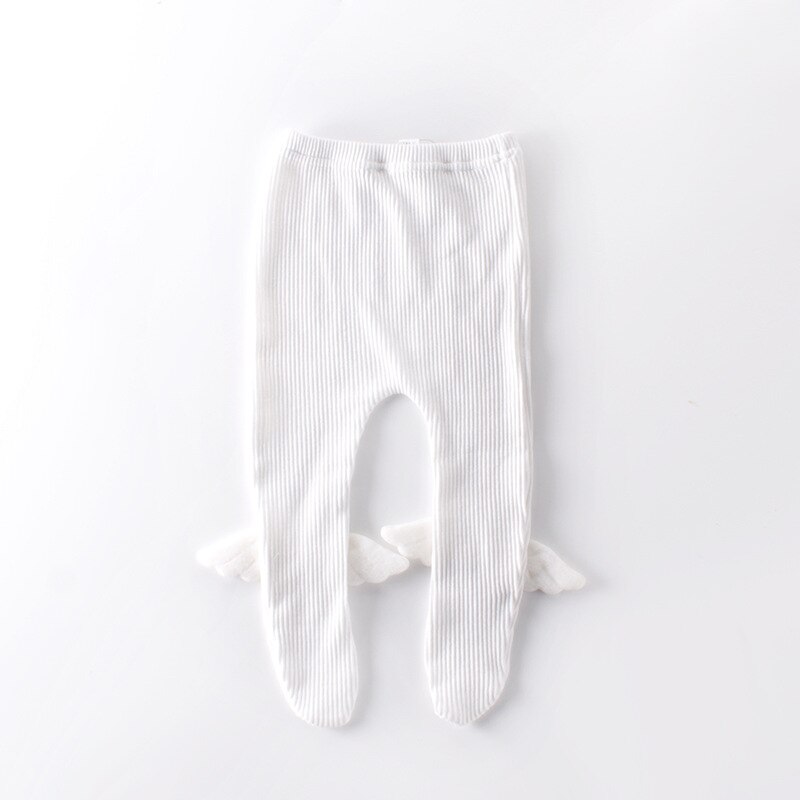 0-2 jahre Baby Mädchen Nette Engel Flügel Leggings Baumwolle Rippen Strumpfhosen Strümpfe Säugling Kleinkind Rosa Weiß Grau Strumpfhosen KF682: milky / 0-3months(tag66)