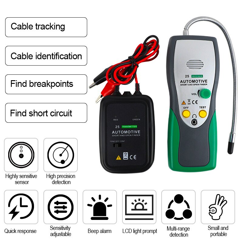 DUOYI DY25 Automotive Short Open Circuit locating Finder Tester Tracker Wire Tracing identification 6-24v for trucks PK EM415pro