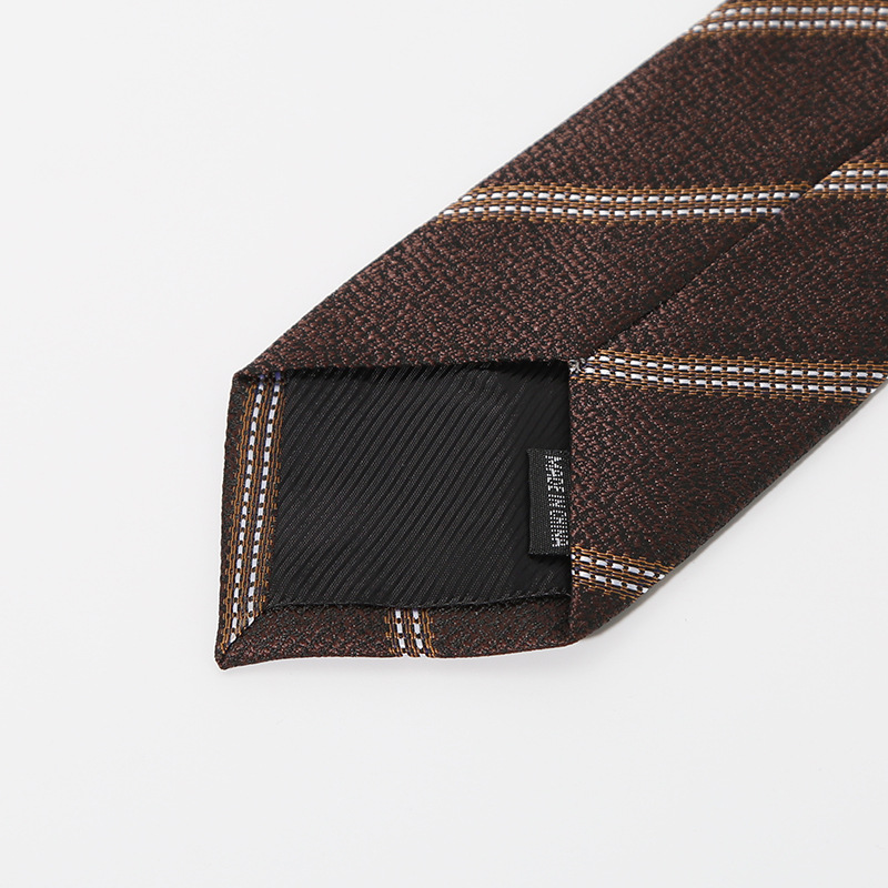 7CM Polyester Ties For Men Business Striped Blue Brown Neck Tie College Young Girls Neckties Party Shirt Collar Accessory Cravat