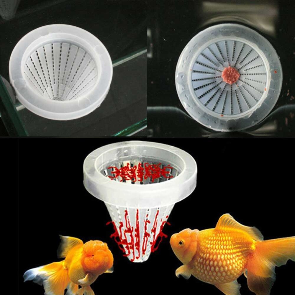 Mini automatisk fiskefoder tilspidset akvarium rød orm fodring foder tragt kop fisk mad foder værktøj med sugekop