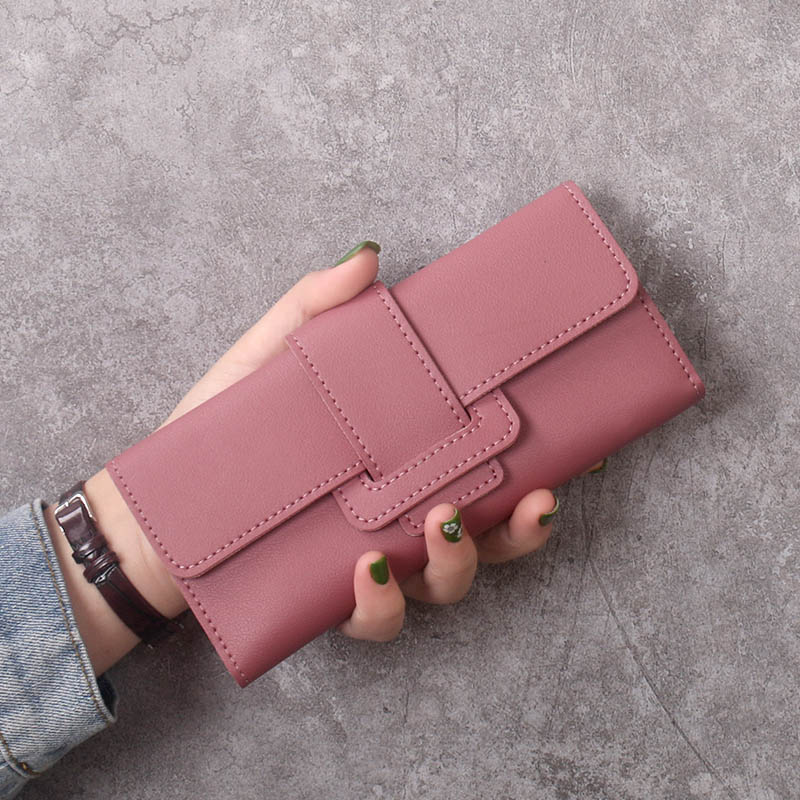 Women's Wallet Long Card Holder Tri-fold Flip Cover Korean Style Student Change Bit Multifunctional Wallet