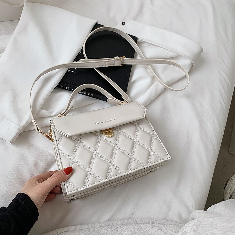 Sac à main en cuir PU pour femmes, petit sac de soirée de styliste, à bandoulière en pierre blanche brevetée,: updated white