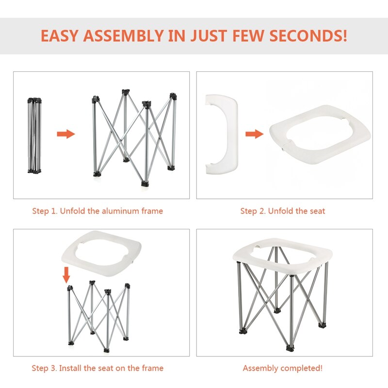 Portable Outdoor Toilet Emergency Mobile Seat Camping Toilet Foldable Seat Chair Toilet For Camping Hiking Travel Car