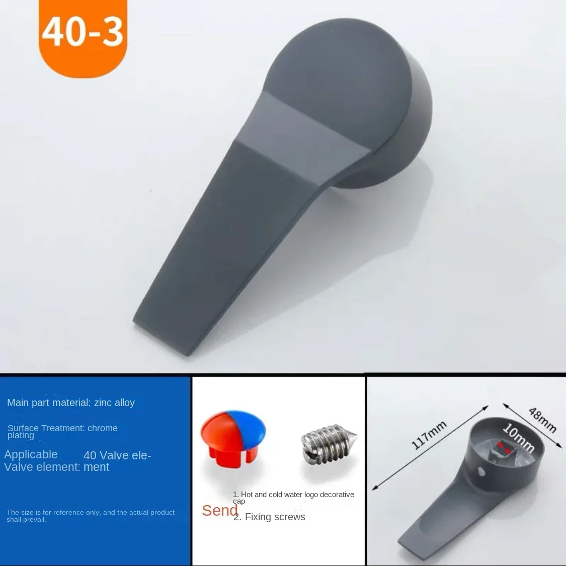 Black Faucet Switch Handle Mixing Valve Spool Handle Basin Kitchen Shower and Cold Faucet Repair Accessories: Red
