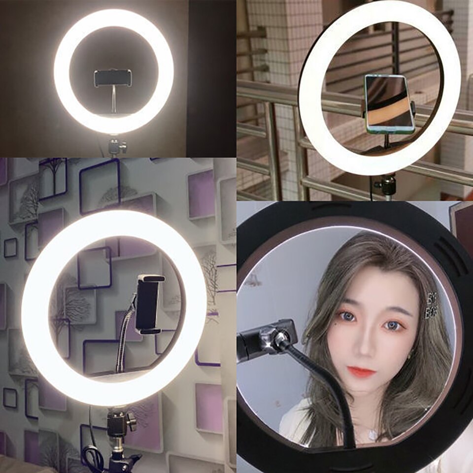 Selfie anneau lumière Aro Usb Led anneau lampe avec trépied haut Mobile circulaire Ringlight jante cerceau rigueur Ligth pour téléphone de maquillage Mobile