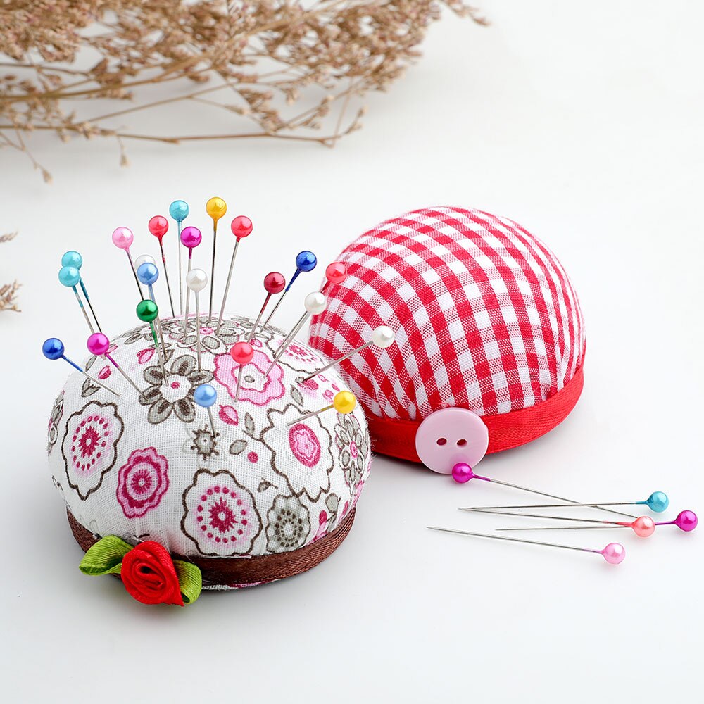 Cupcake Shape Pin Cushion Wrist Strap Random DIY Craft Cotton Fabric Needlework Accessories Red Plaid Needle Safety Pin Cushion
