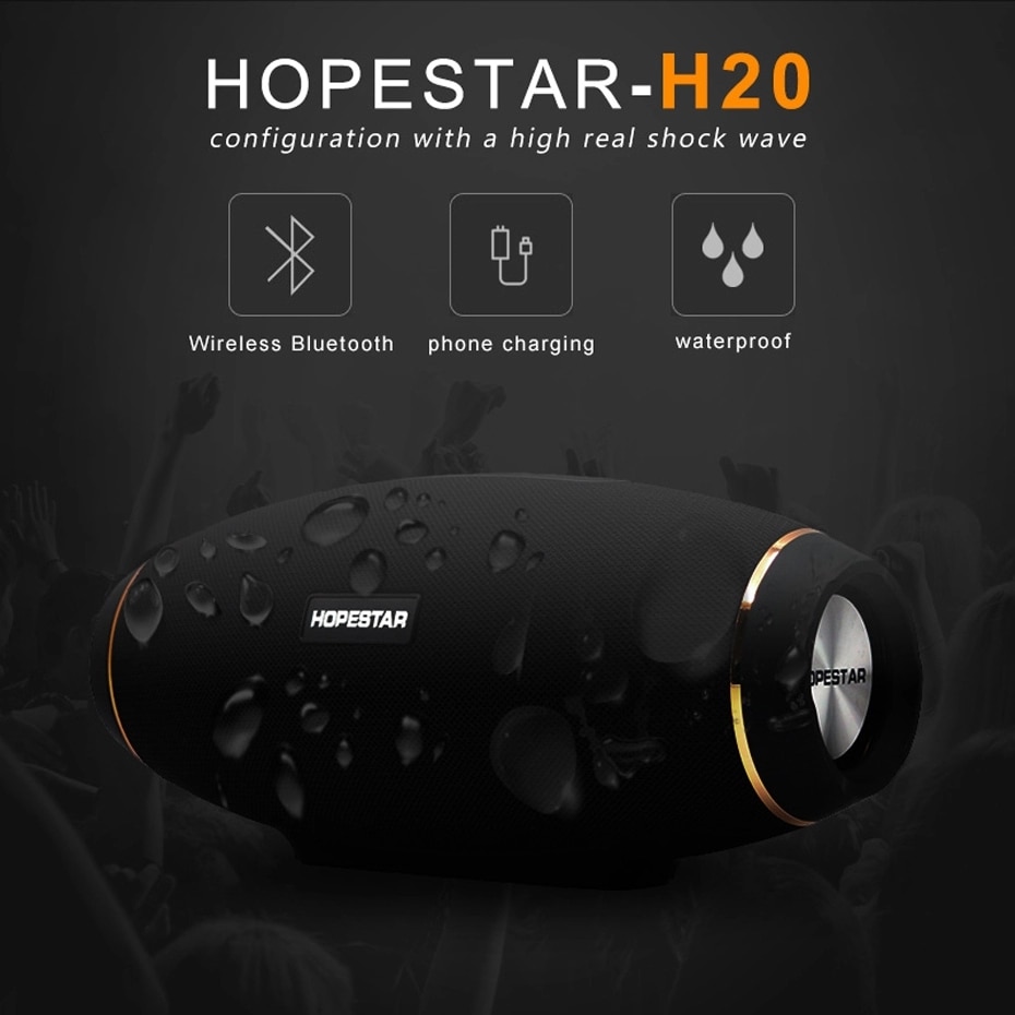 HOPESTAR H20 haut-parleur portable sans fil 30W IPX5 étanche extérieure Super basse avec batterie 6000mAh batterie externe USB TF AUX Mobile
