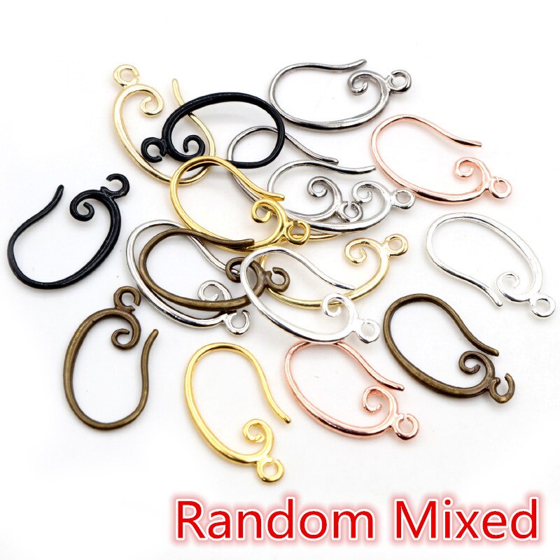 10Pcs 19X11Mm Klassieke 8 Kleuren Plated Messing Franse Earring Haken Draad Instellingen Base Instellingen hele: Random Mixed