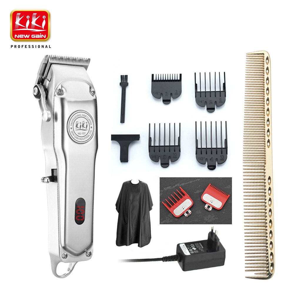 KIKI NEWGAIN Rechargeable All Metal Hair Clipper Cordless Electric Hair Trimmer Haircut Beard Shaver Machine