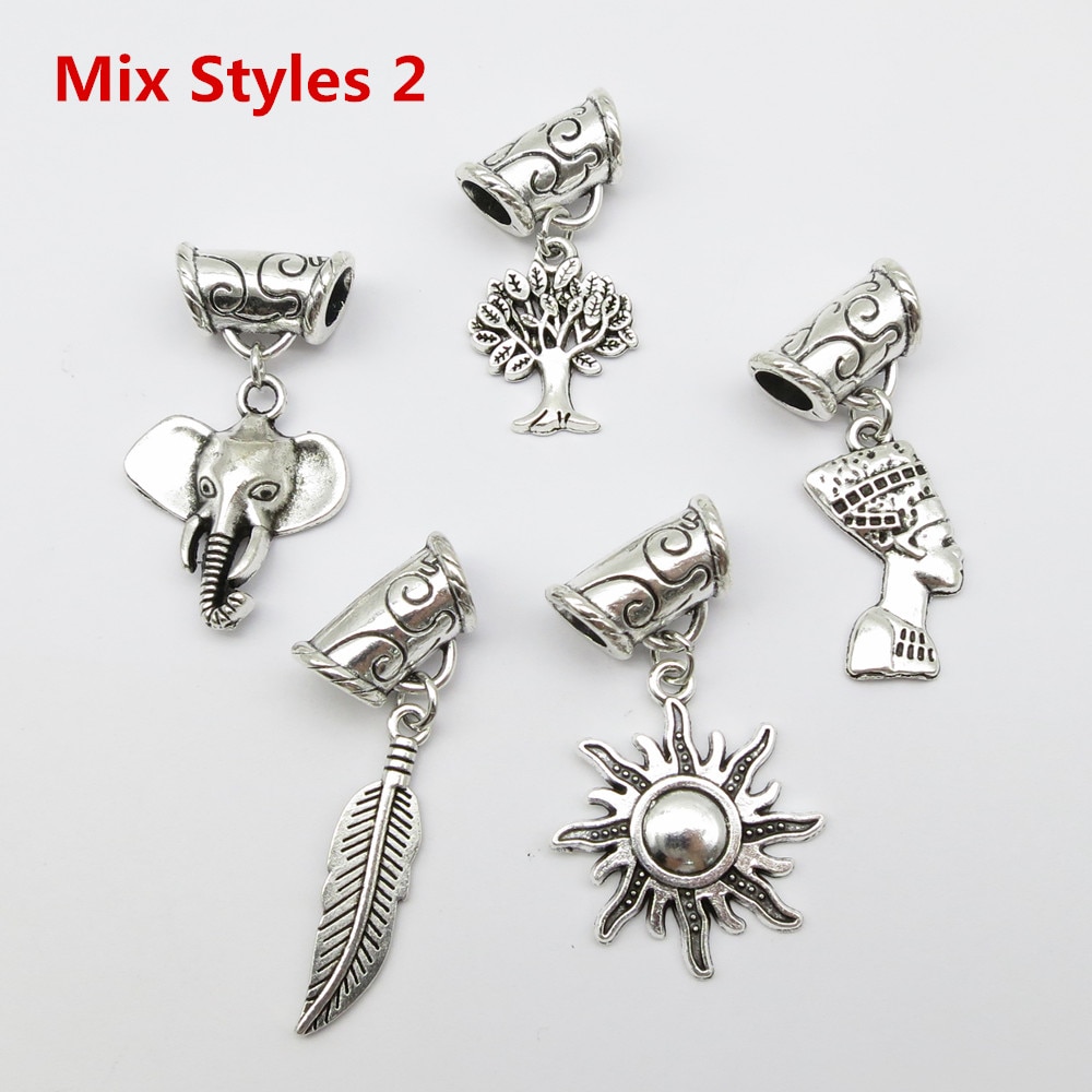 5Pcs/Pack metal Silver different charms hair braid dread dreadlock beads rings tube approx 6mm hole hair accessories
